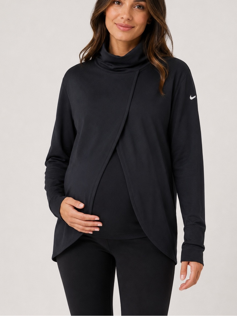 Nike Womens Dri-FIT Reversible Maternity pullover top mock neck Black size small